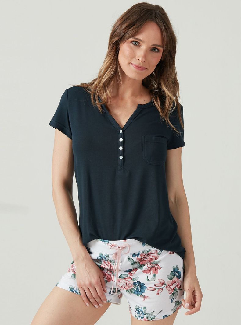 Pijama de Mujer Kate Short Azul-1