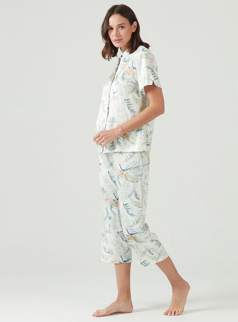 Pijama de Mujer Mao Blanco Estampado-0
