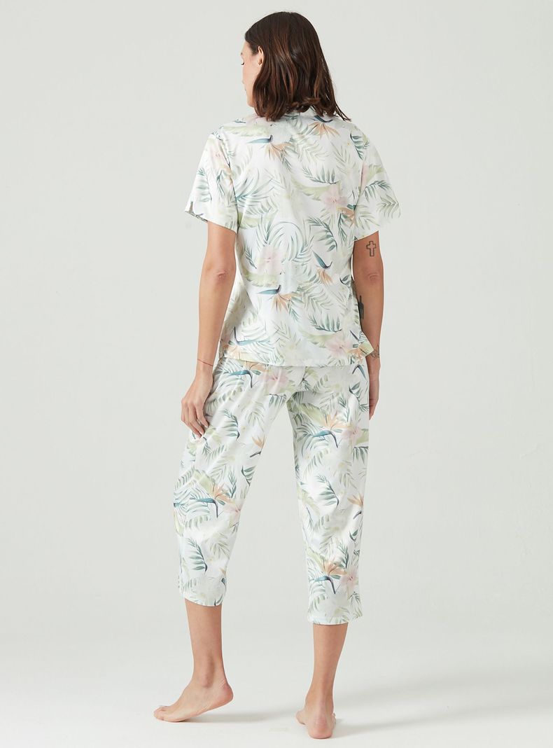 Pijama de Mujer Mao Blanco Estampado-2