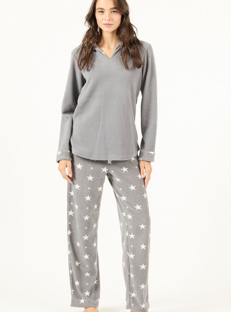 Pijama de Mujer Print Polar Gris-0