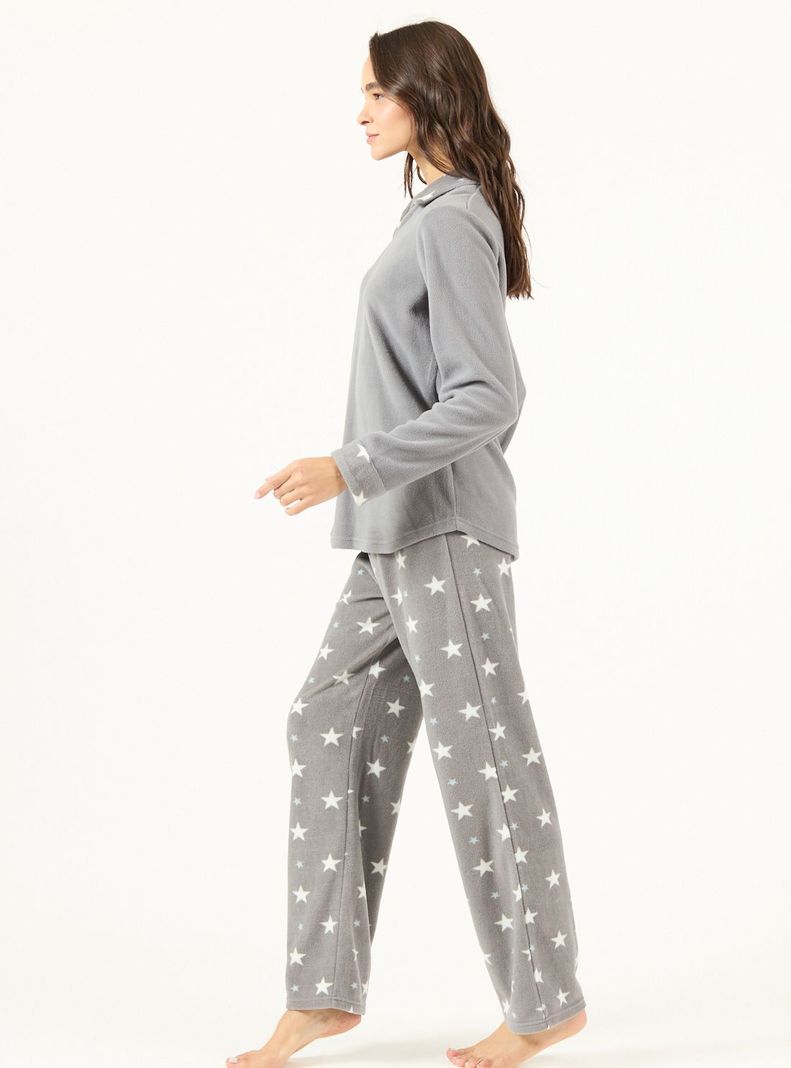 Pijama de Mujer Print Polar Gris-1