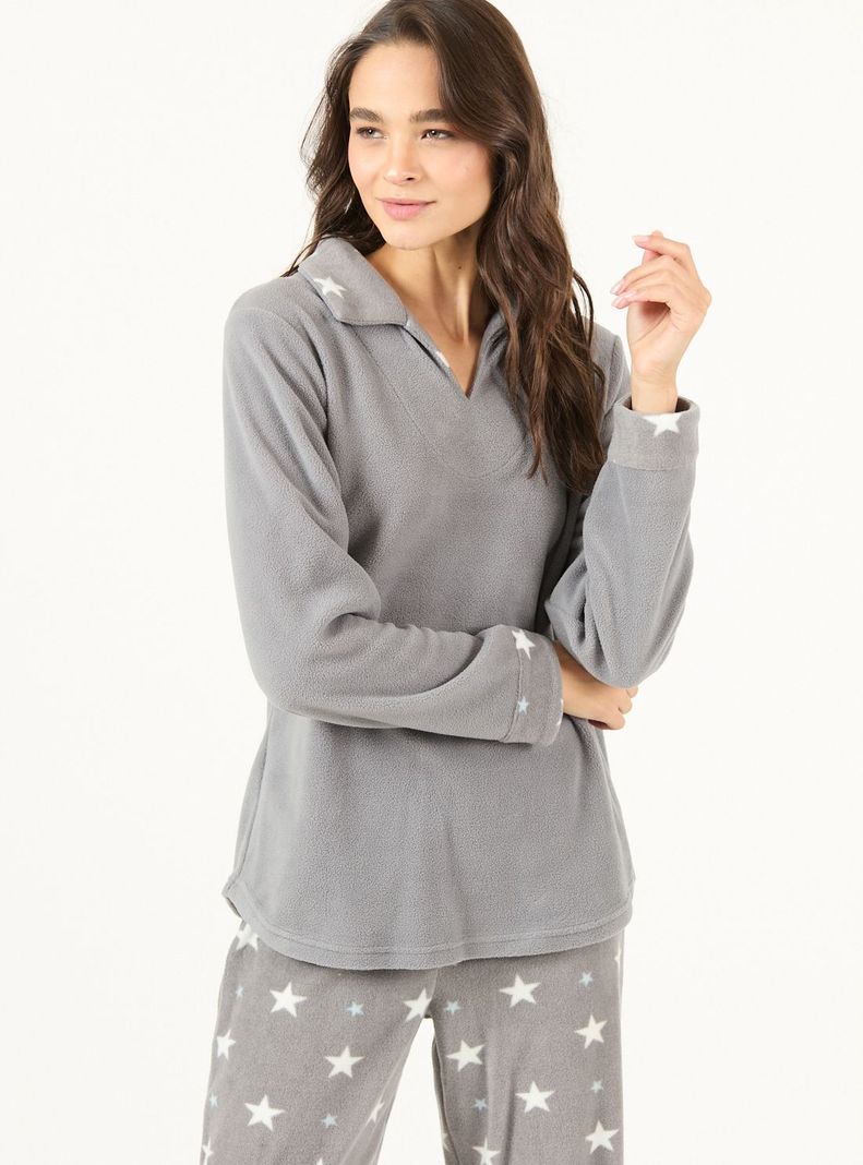 Pijama de Mujer Print Polar Gris-3