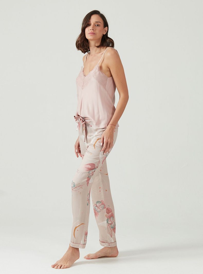 Pijama de Mujer Adela Pantalon Largo Rosado-1
