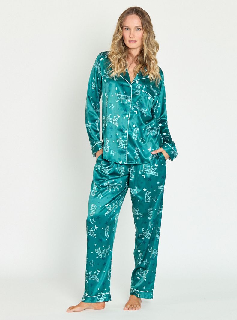 Pijama de Mujer Sport Manga Larga Verde Estampado-0