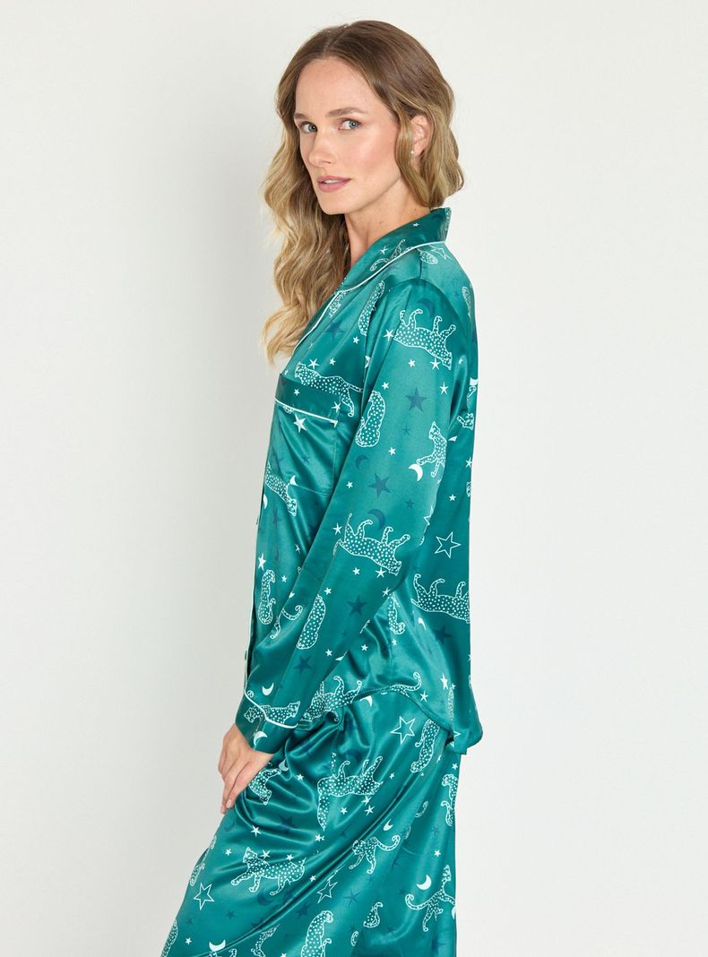 Pijama de Mujer Sport Manga Larga Verde Estampado-2