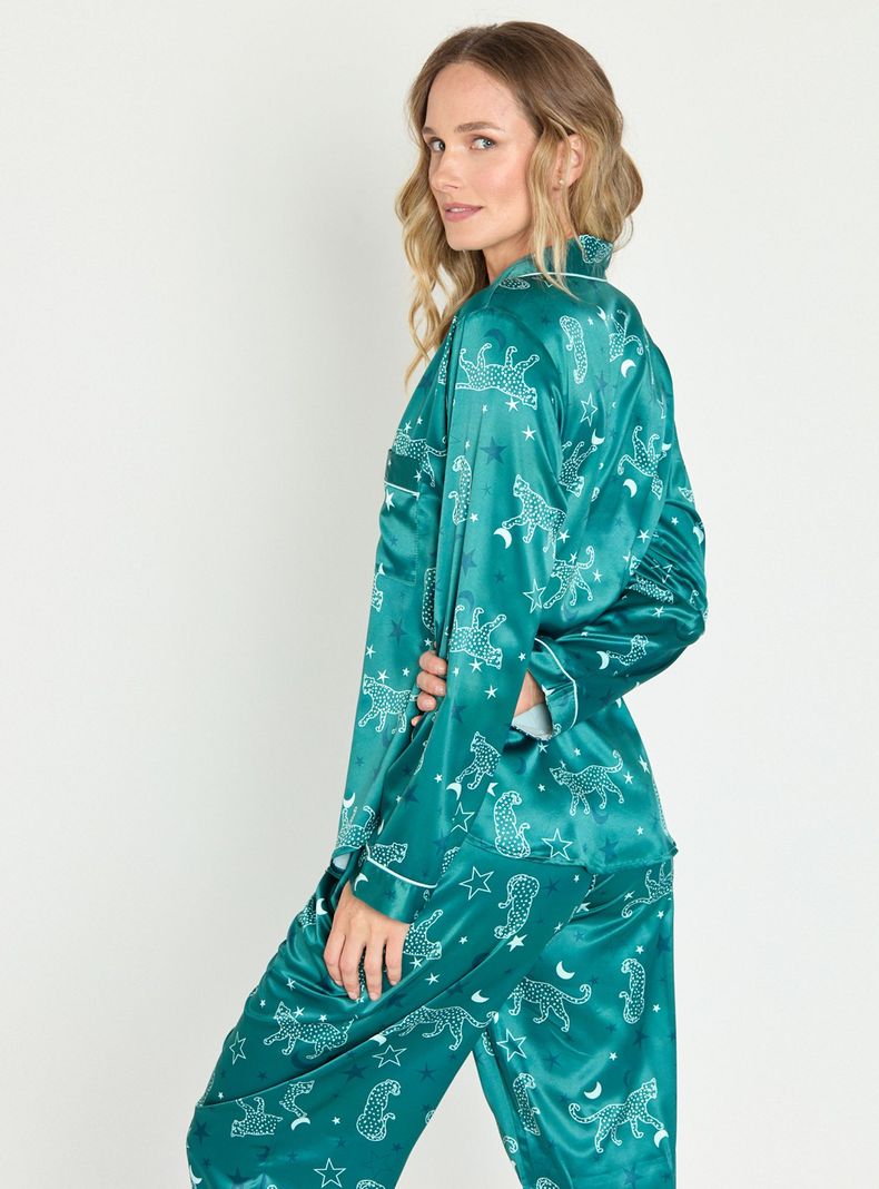Pijama de Mujer Sport Manga Larga Verde Estampado-3