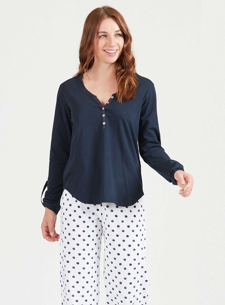 Pijama de mujer Rayas Ml Azul-0