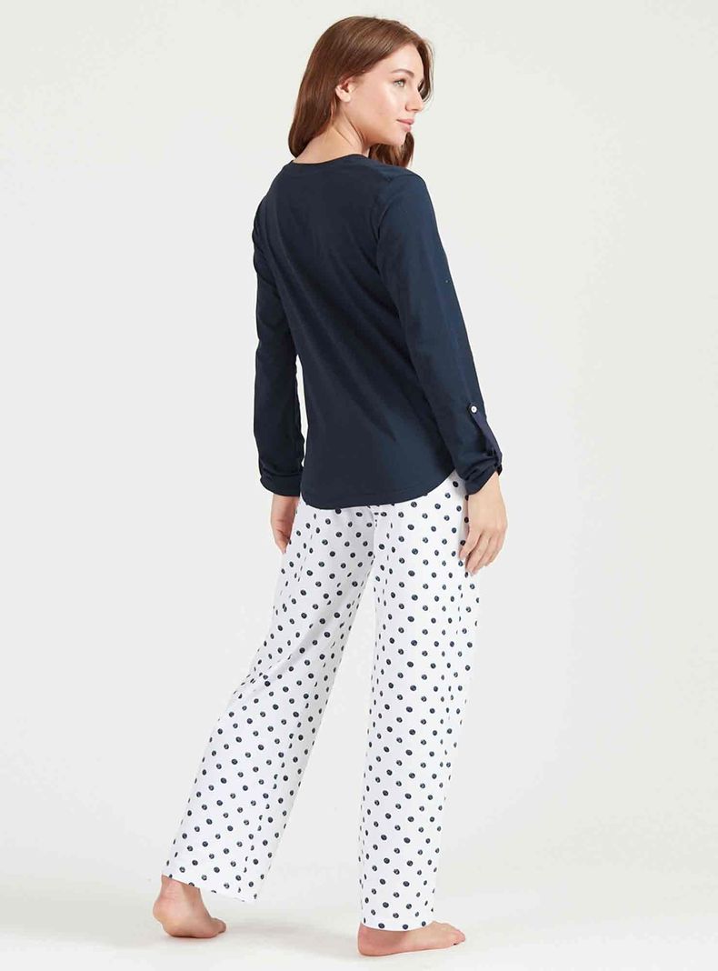 Pijama de mujer Rayas Ml Azul-1