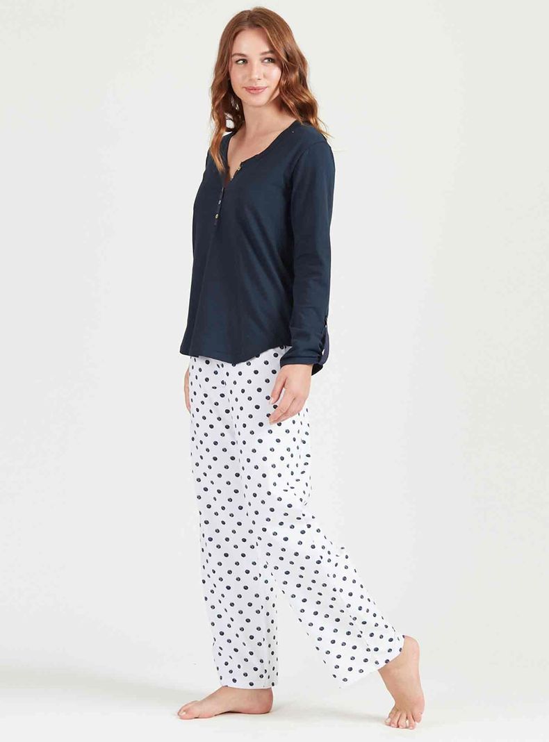 Pijama de mujer Rayas Ml Azul-2