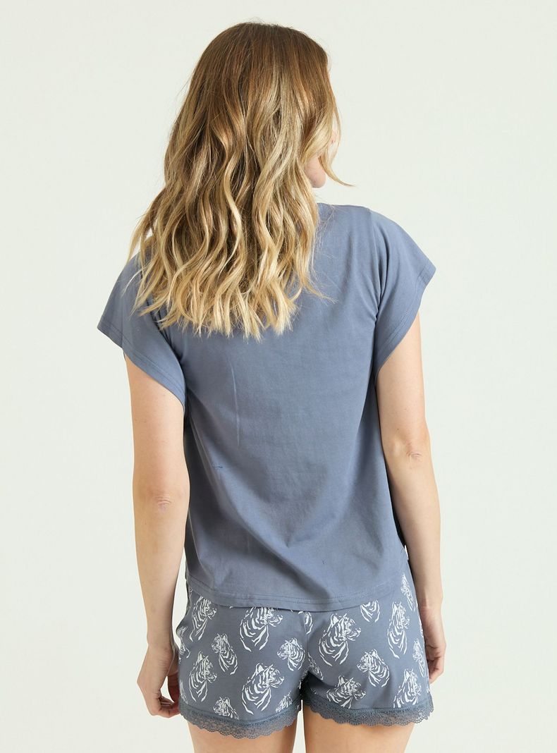 Pijama de Mujer New Heart Short Azul-2