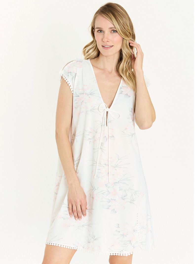 Camisa de Dormir Cleo Blanco Estampado-1