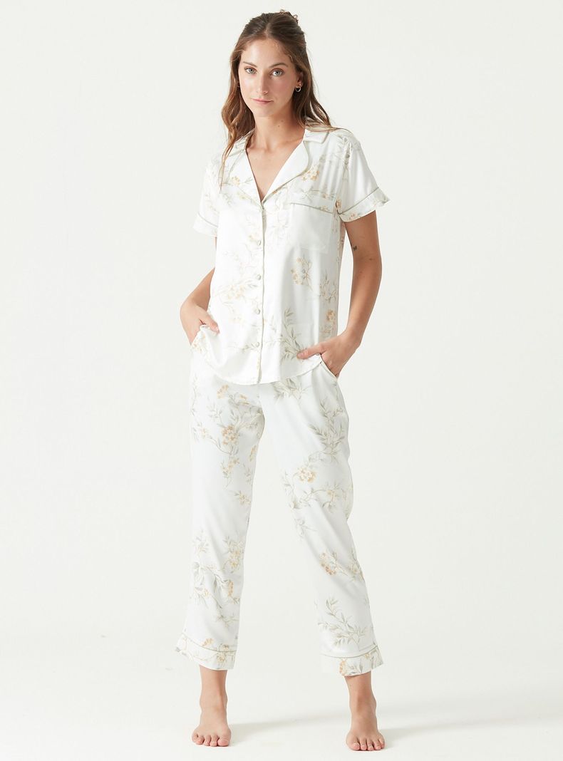 Pijama de Mujer Roma Manga Corta Ivory-0