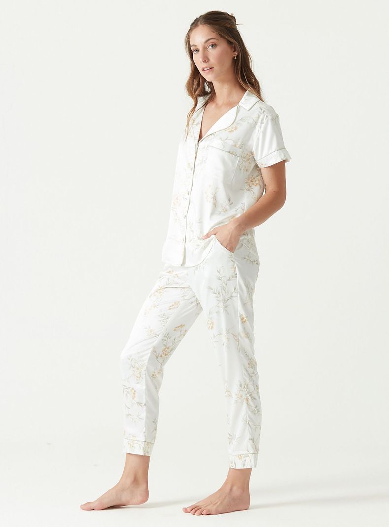 Pijama de Mujer Roma Manga Corta Ivory-1