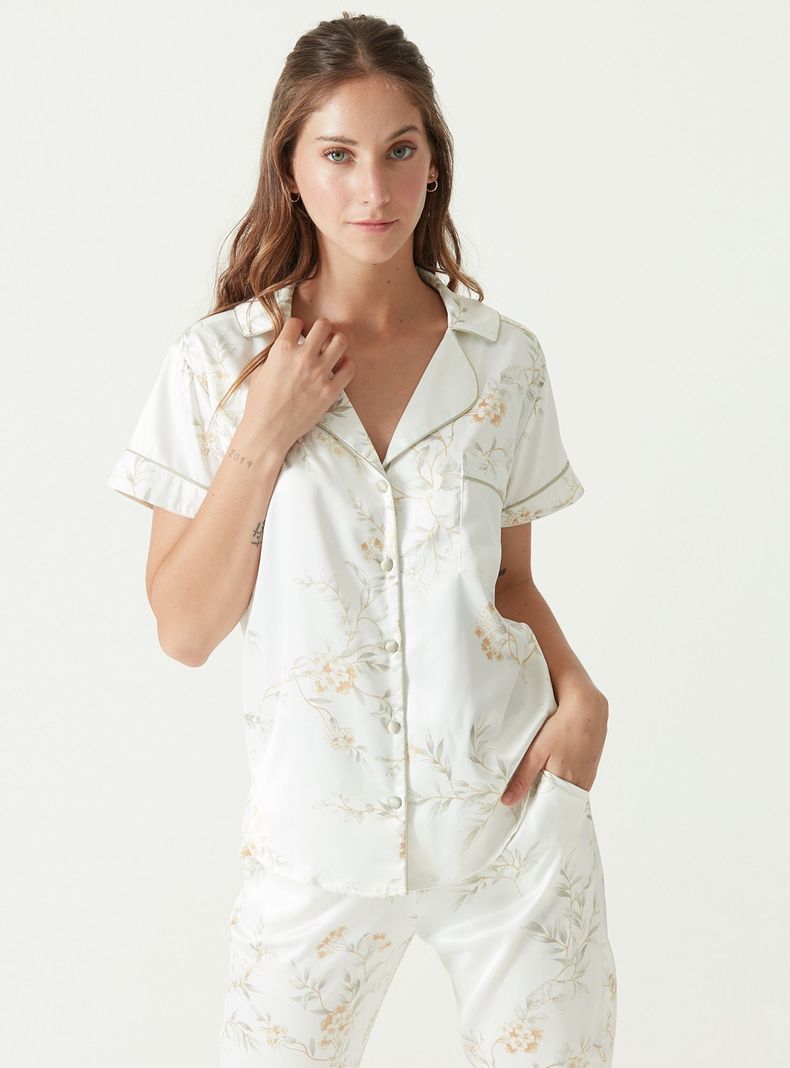 Pijama de Mujer Roma Manga Corta Ivory-3