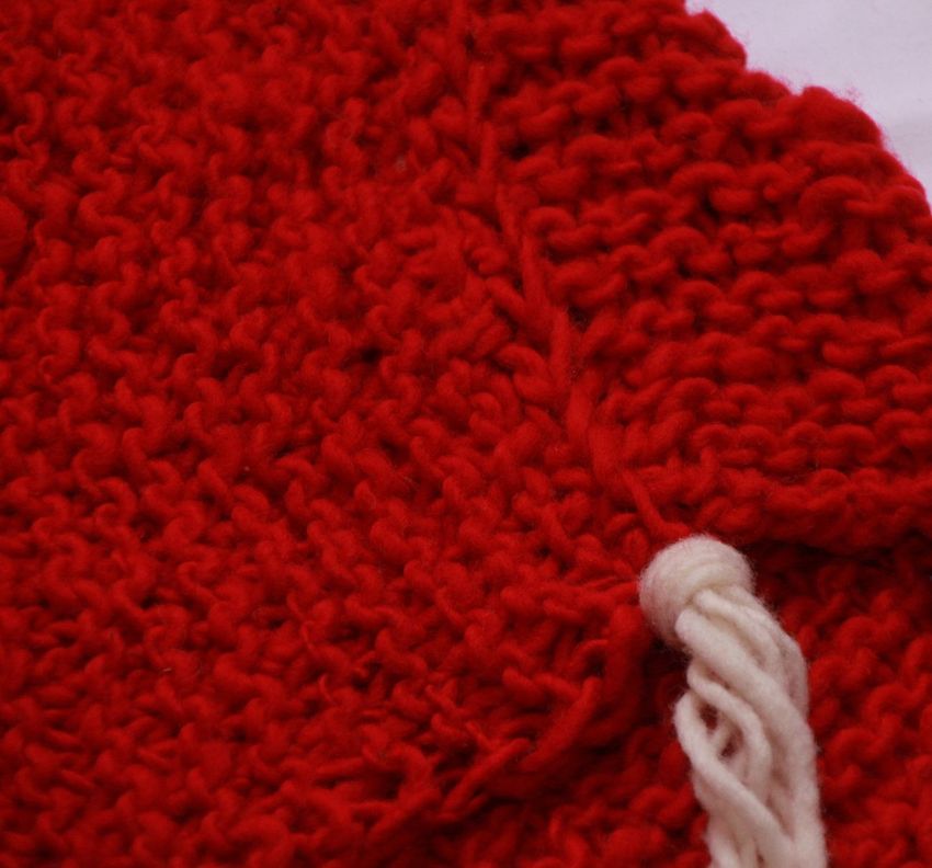 Poncho en lana natural Rojo-2
