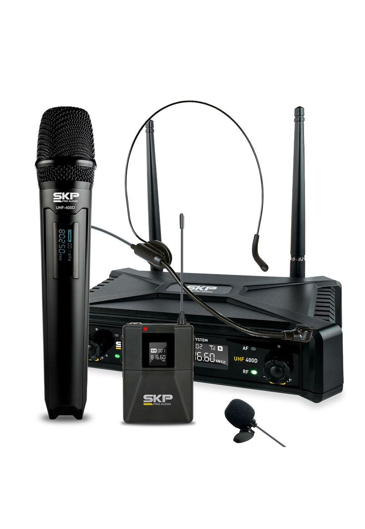 Kit Micrófono Inalámbrico SKP UHF 400D-0