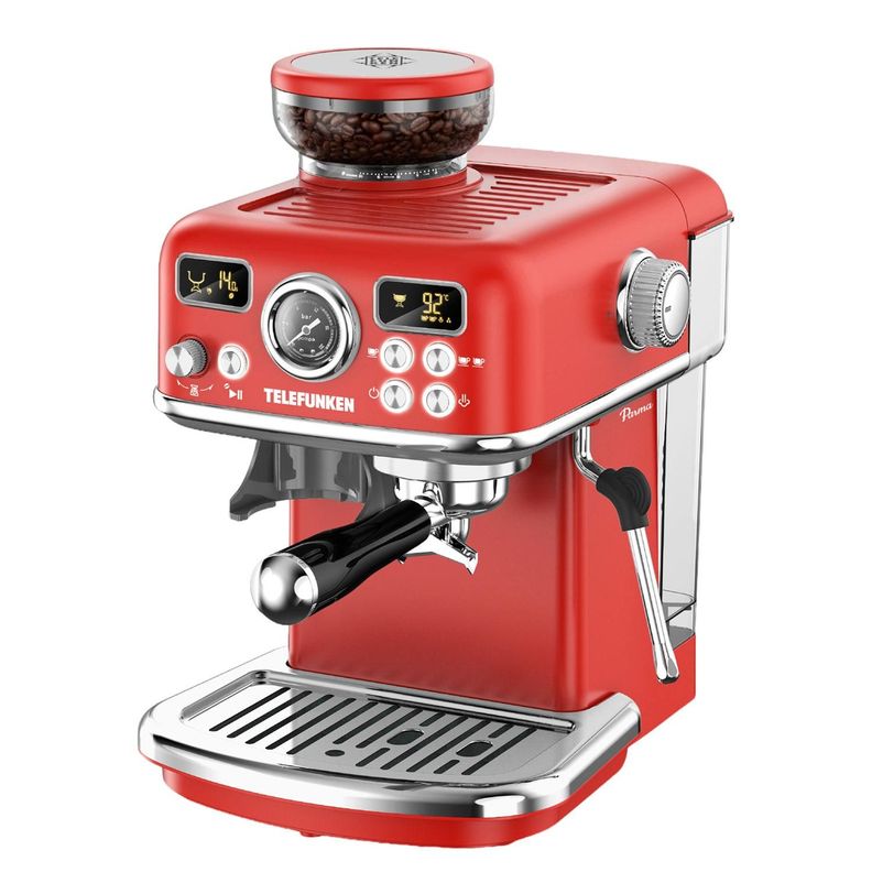 Cafetera Espresso con Molinillo Telefunken Parma Roja