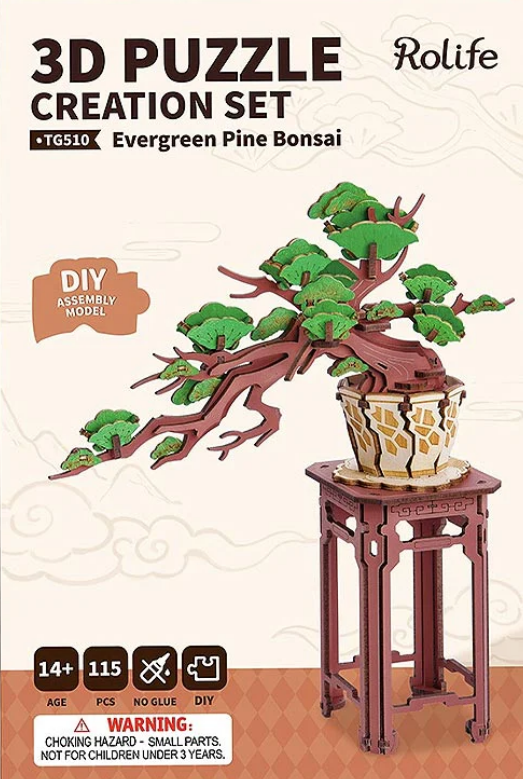 Bonsai de Pino Perenne - Puzzle 3D de Madera para Armar