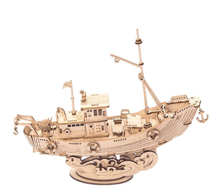Barco de Pesca - Rompecabezas 3D - Maqueta de Madera Rolife 0