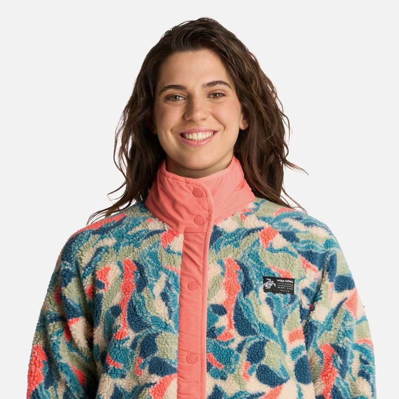 Polerón Mujer Zip-porrito Print Taupe Haka Honu I25-3