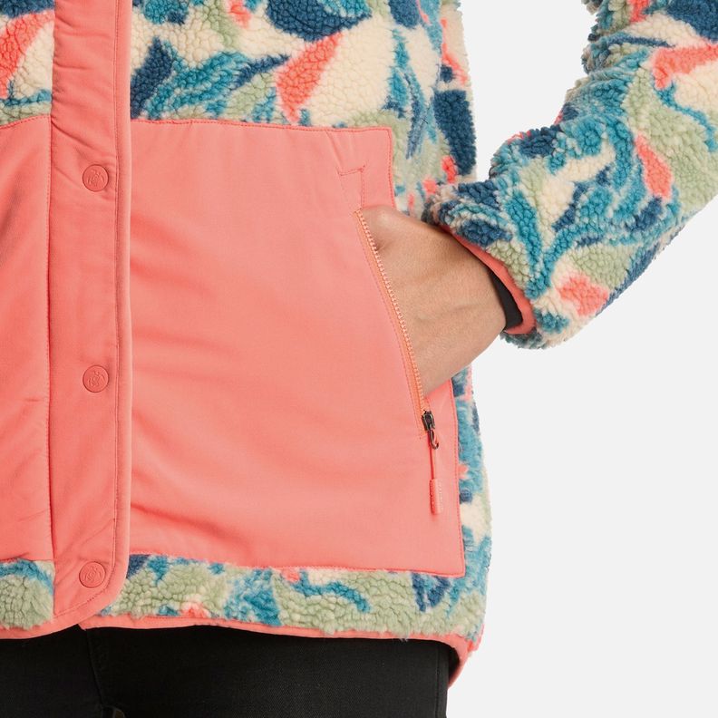 Polerón Mujer Zip-porrito Print Taupe Haka Honu I25-4