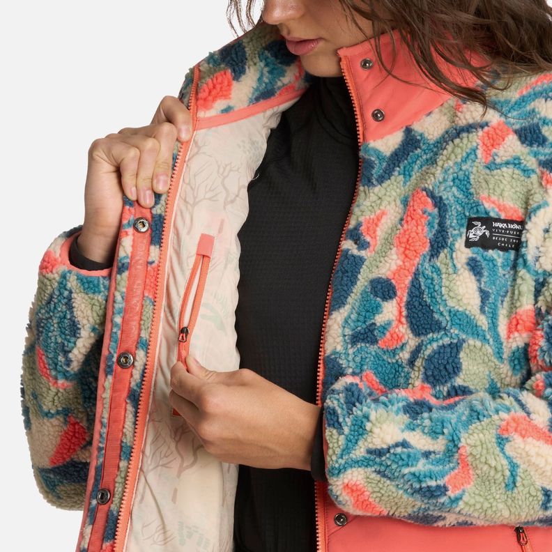 Polerón Mujer Zip-porrito Print Taupe Haka Honu I25-5