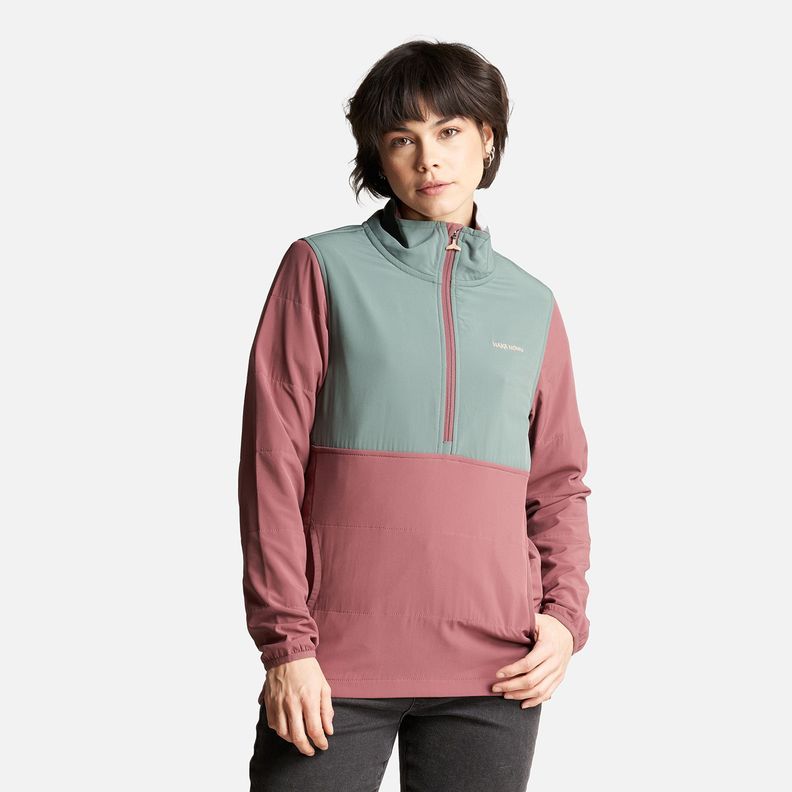 Poleron Mujer Del Sur 1/4 Zip Sin Capucha  Palo Rosa Haka Honu-1