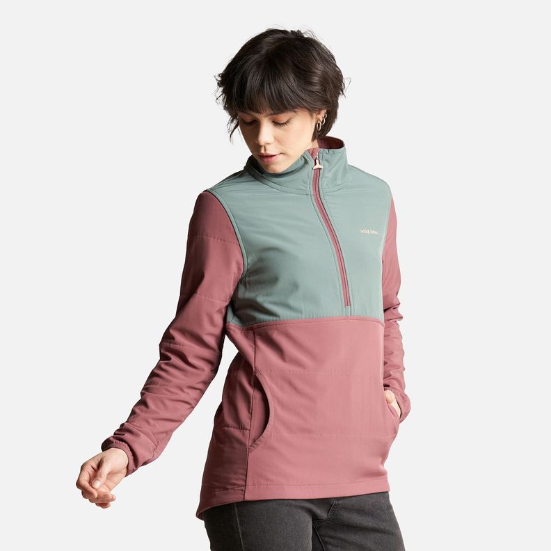 Poleron Mujer Del Sur 1/4 Zip Sin Capucha  Palo Rosa Haka Honu-2