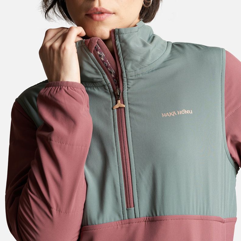Poleron Mujer Del Sur 1/4 Zip Sin Capucha  Palo Rosa Haka Honu-4