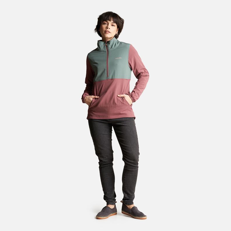 Poleron Mujer Del Sur 1/4 Zip Sin Capucha  Palo Rosa Haka Honu-6