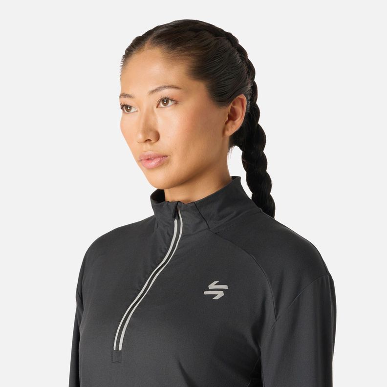 Polerón Mujer Tempo 1/4 Zip Midlayer Negro Vulcano-4