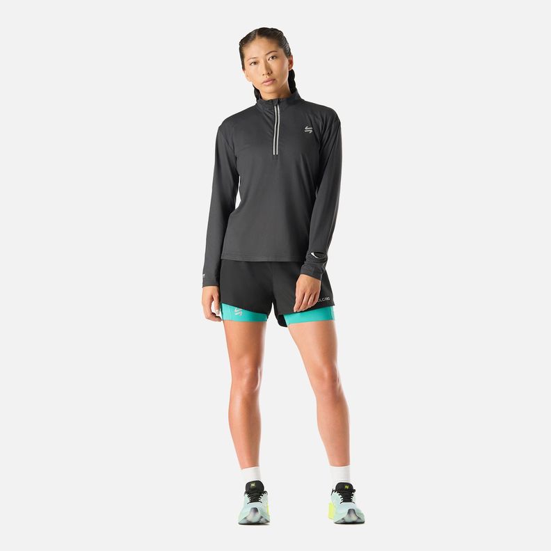 Polerón Mujer Tempo 1/4 Zip Midlayer Negro Vulcano-6