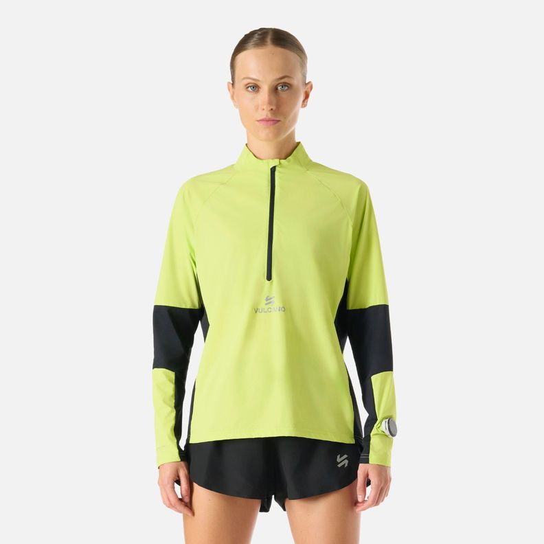 Polerón Mujer Built To Move Pro 1/4 Zip Verde Lima Vulcano-0