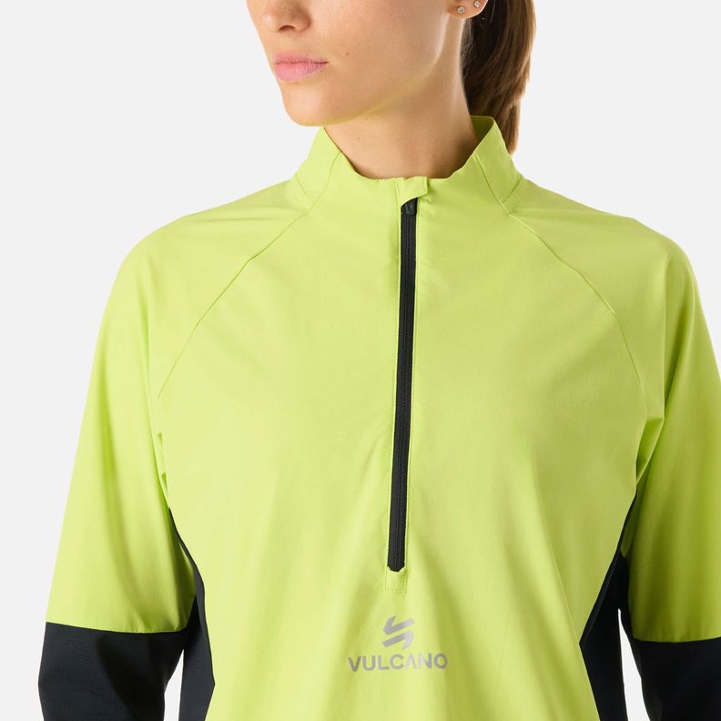 Polerón Mujer Built To Move Pro 1/4 Zip Verde Lima Vulcano-4