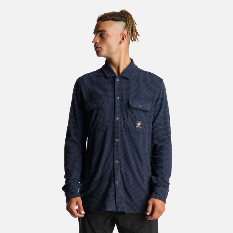 Camisa Hombre Cumbre Invernal Azul Marino Haka Honu-0