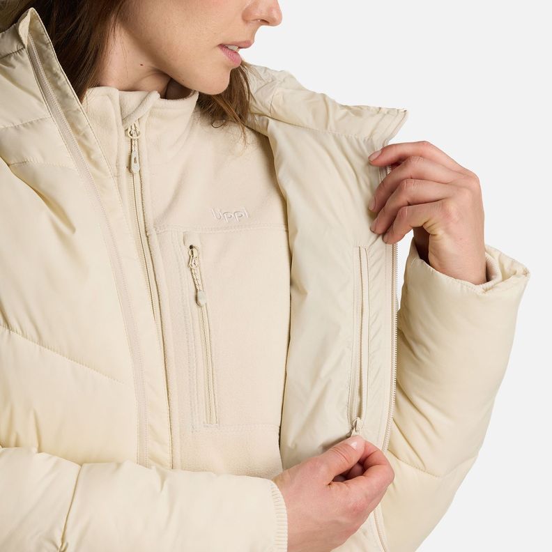 Chaqueta Mujer Long Line Steam Pro Hoody Jacket Crema Lippi-7