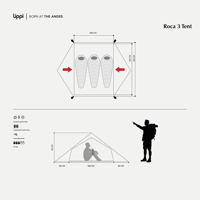 Carpa Unisex Roca 3 Tent Rojo Lippi-9