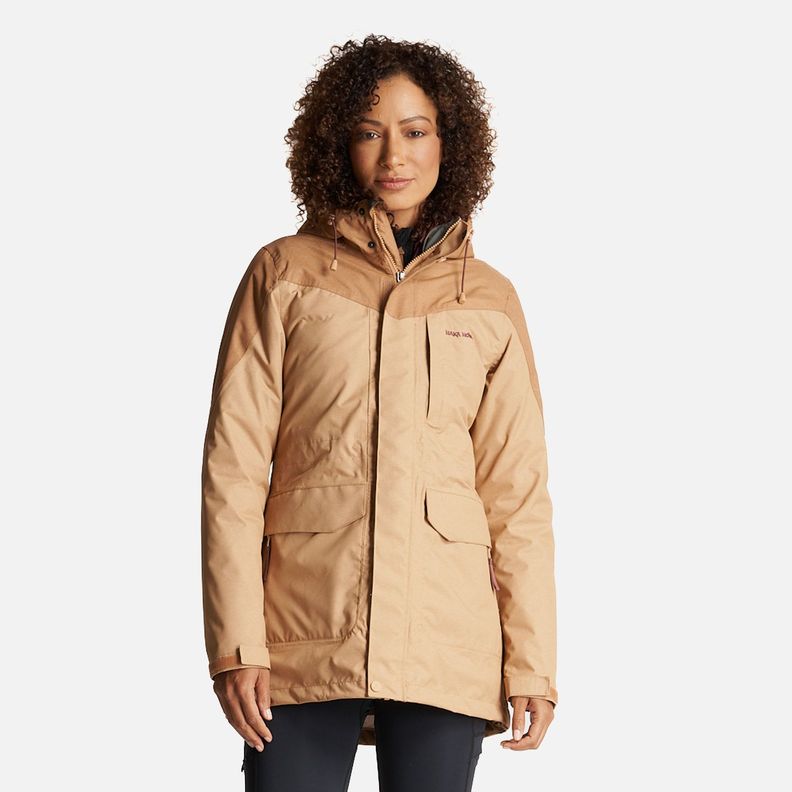 Chaqueta Mujer Perro Guapo Camel/Burdeo Haka Honu-1