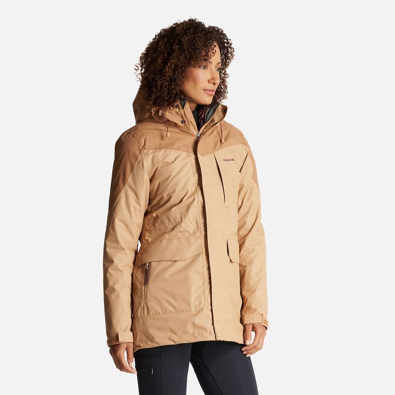 Chaqueta Mujer Perro Guapo Camel/Burdeo Haka Honu-2