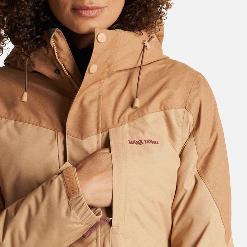 Chaqueta Mujer Perro Guapo Camel/Burdeo Haka Honu-4