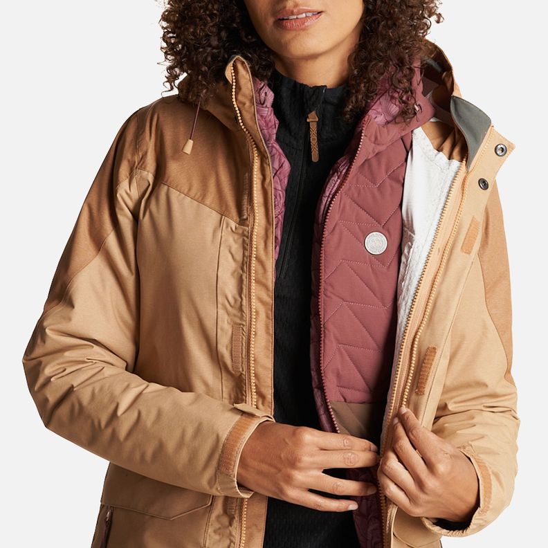 Chaqueta Mujer Perro Guapo Camel/Burdeo Haka Honu-7