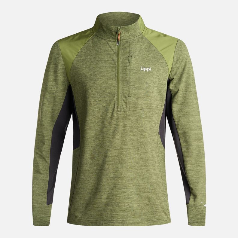 Poleron Hombre Egger 1/4 Zip Melange Verde Lippi I24-0