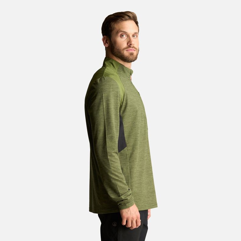 Poleron Hombre Egger 1/4 Zip Melange Verde Lippi I24-3