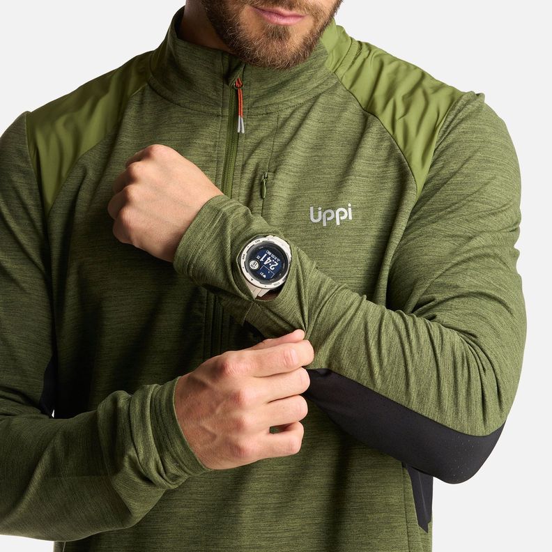 Poleron Hombre Egger 1/4 Zip Melange Verde Lippi I24-6