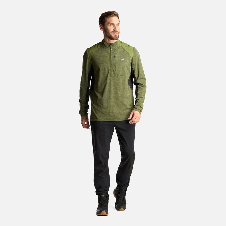 Poleron Hombre Egger 1/4 Zip Melange Verde Lippi I24-7