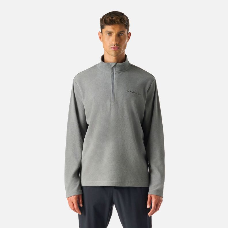 Polerón Hombre Cool Down 1/4 Zip Fleece Gris Medio Vulcano-0