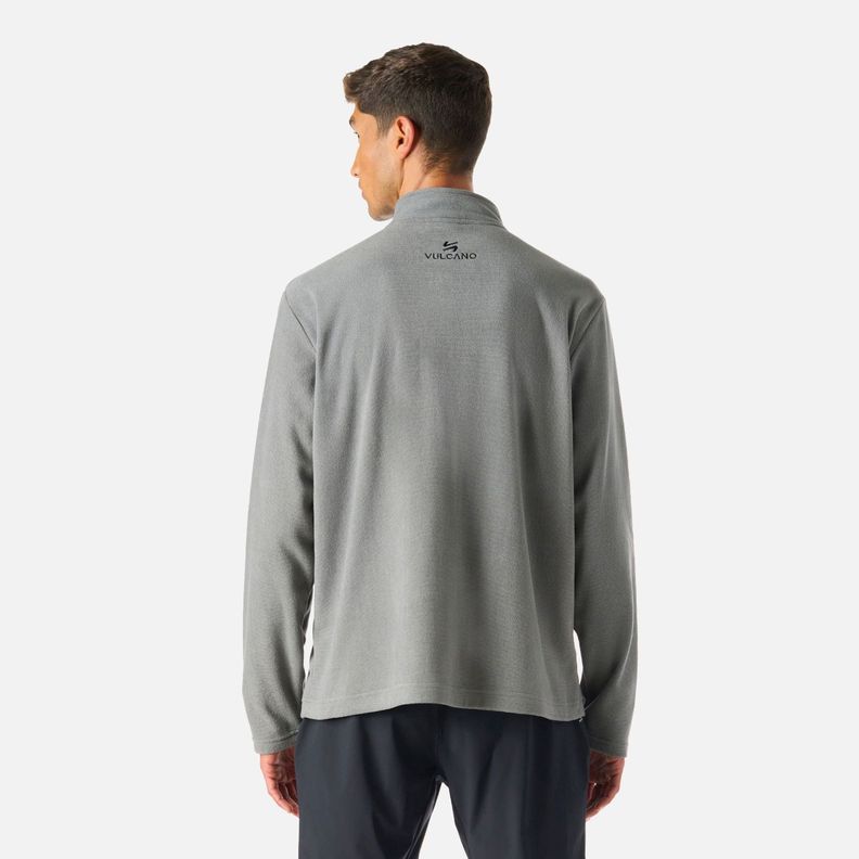 Polerón Hombre Cool Down 1/4 Zip Fleece Gris Medio Vulcano-3