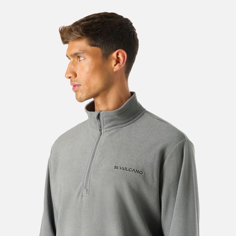 Polerón Hombre Cool Down 1/4 Zip Fleece Gris Medio Vulcano-4