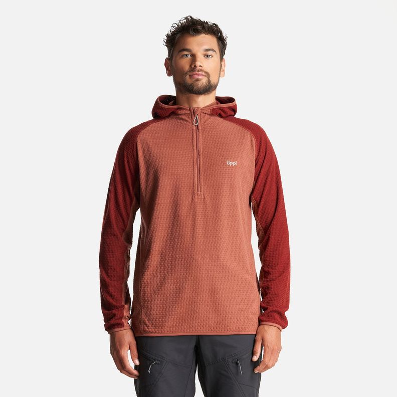 Poleron Hombre Jacaranda Nano-F 1/4 Zip Hoody Terracota Lippi-1