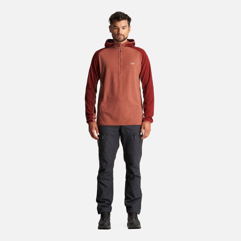 Poleron Hombre Jacaranda Nano-F 1/4 Zip Hoody Terracota Lippi-5